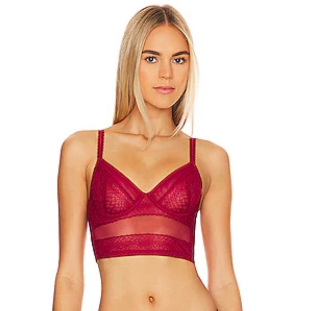 Cosabella Sutra Longline Underwire Bra 34F Sindoor Red Lace Bustier NWT
